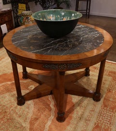 19th Century Style Marble Walnut Center Table design by Renaissance Collection