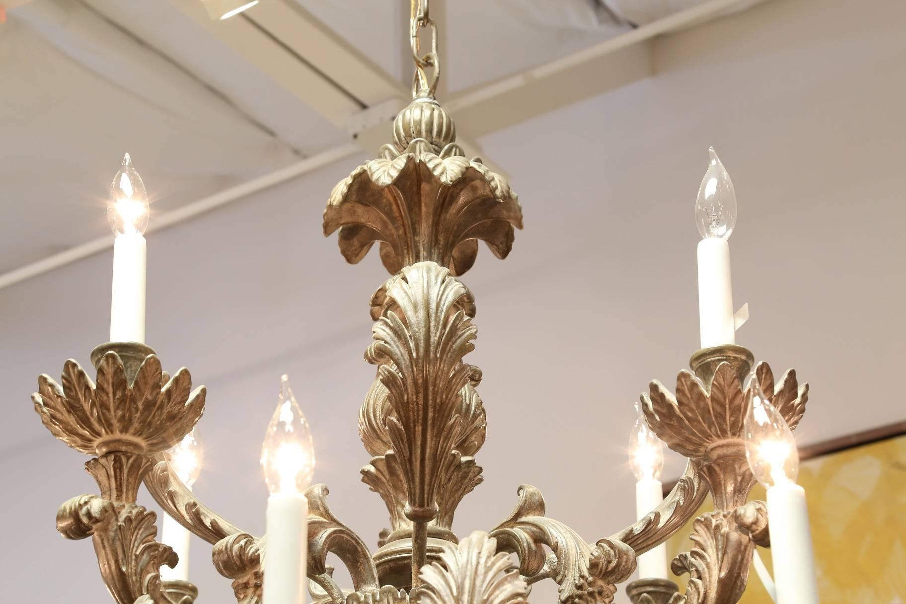 18th Century Renaissance Hand-Carved Chandelier Recreation in Oxidized Silver For Sale 3