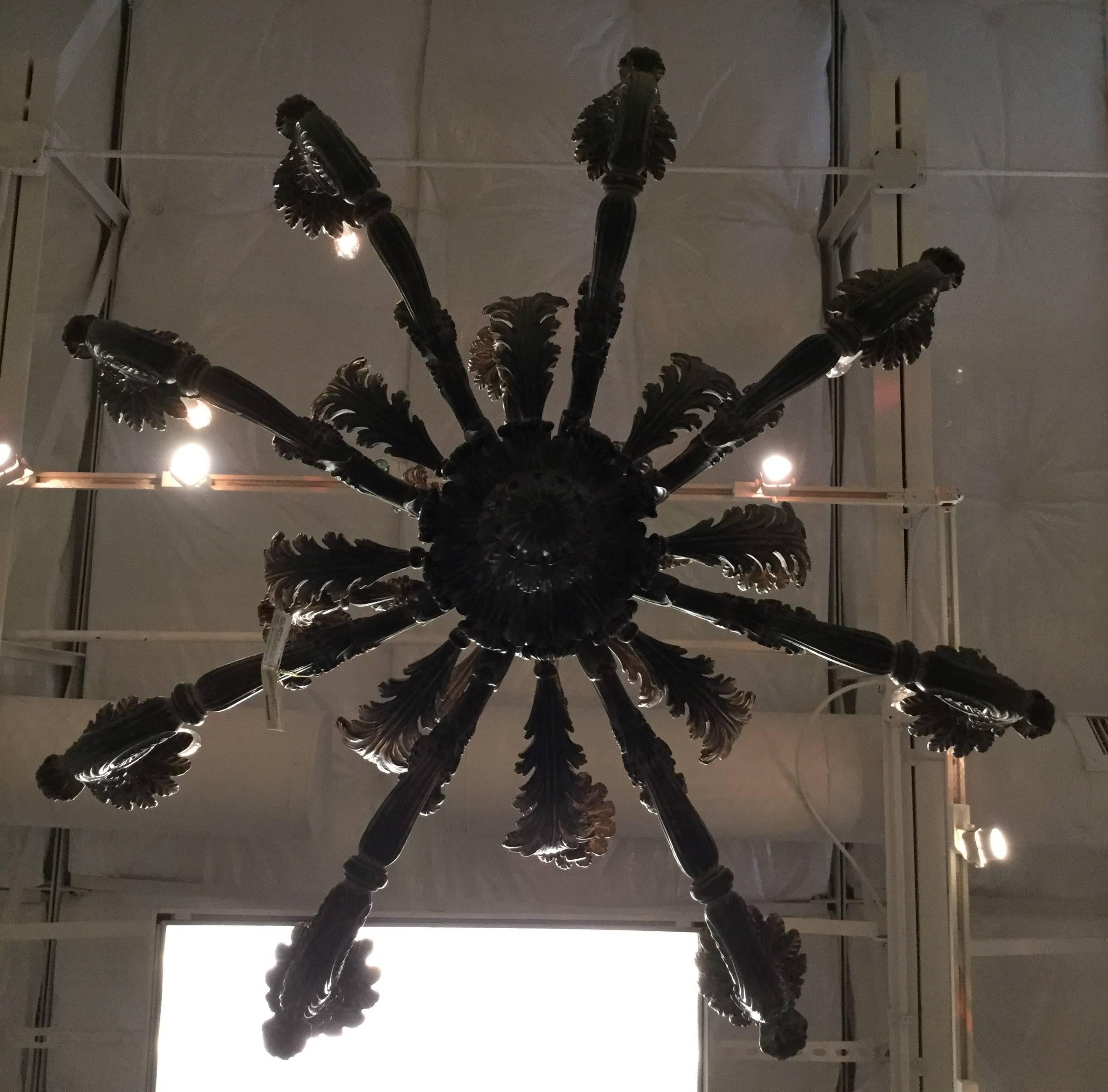 18th Century Renaissance Hand-Carved Chandelier Recreation in Oxidized Silver For Sale 5