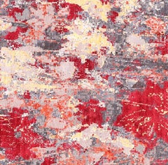 Modern Abstract Handwoven Rug of Indian Silk