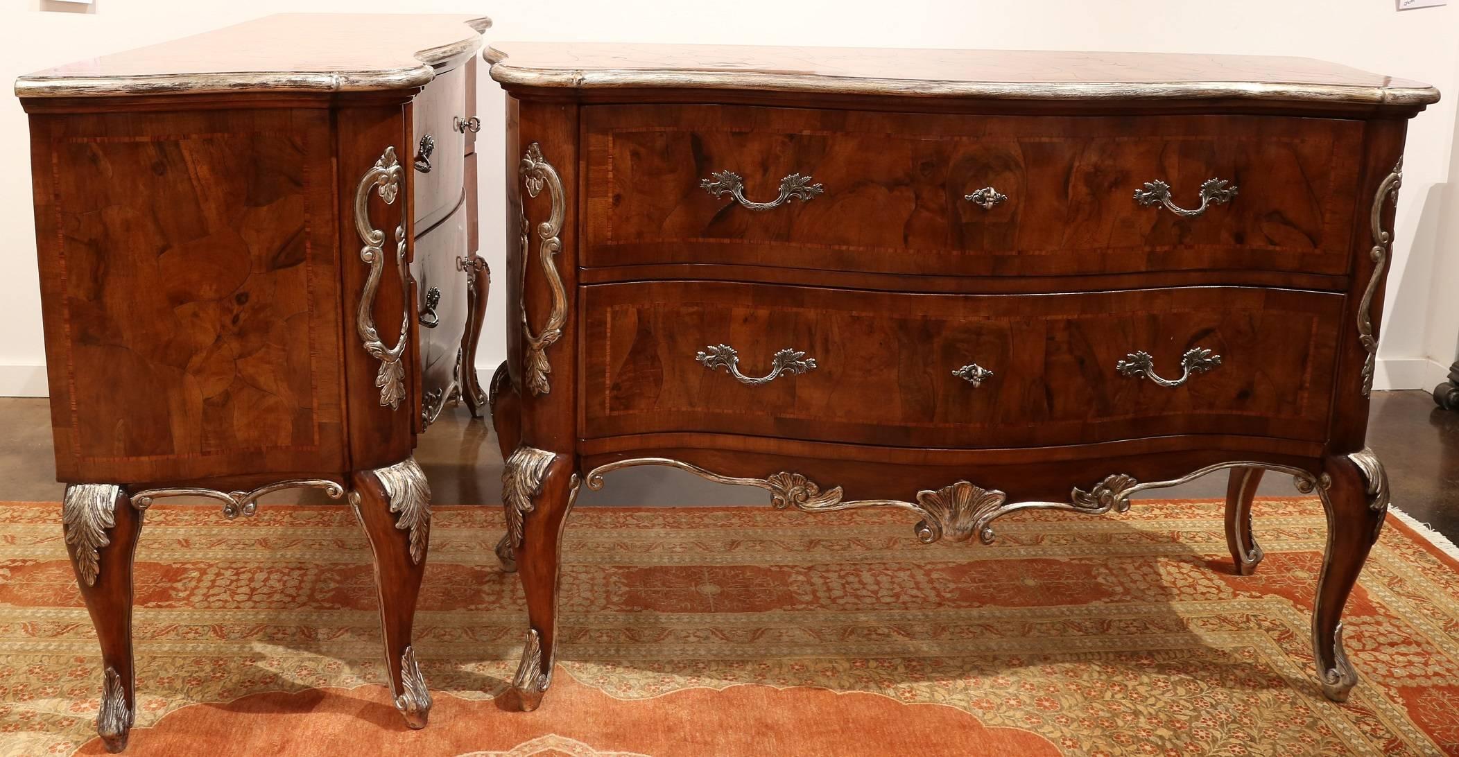Italian Pair of Rococo Style Chests Designed by Renaissance Collection For Sale