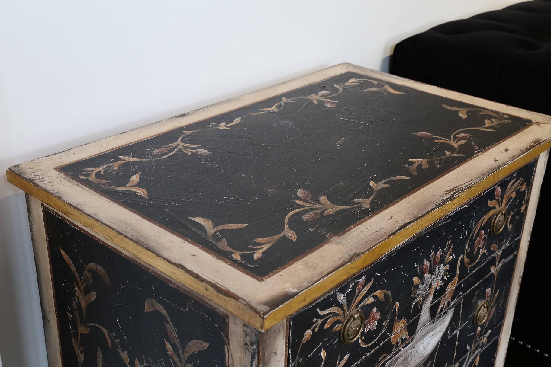 Inlay Hand-Painted Nightstand For Sale