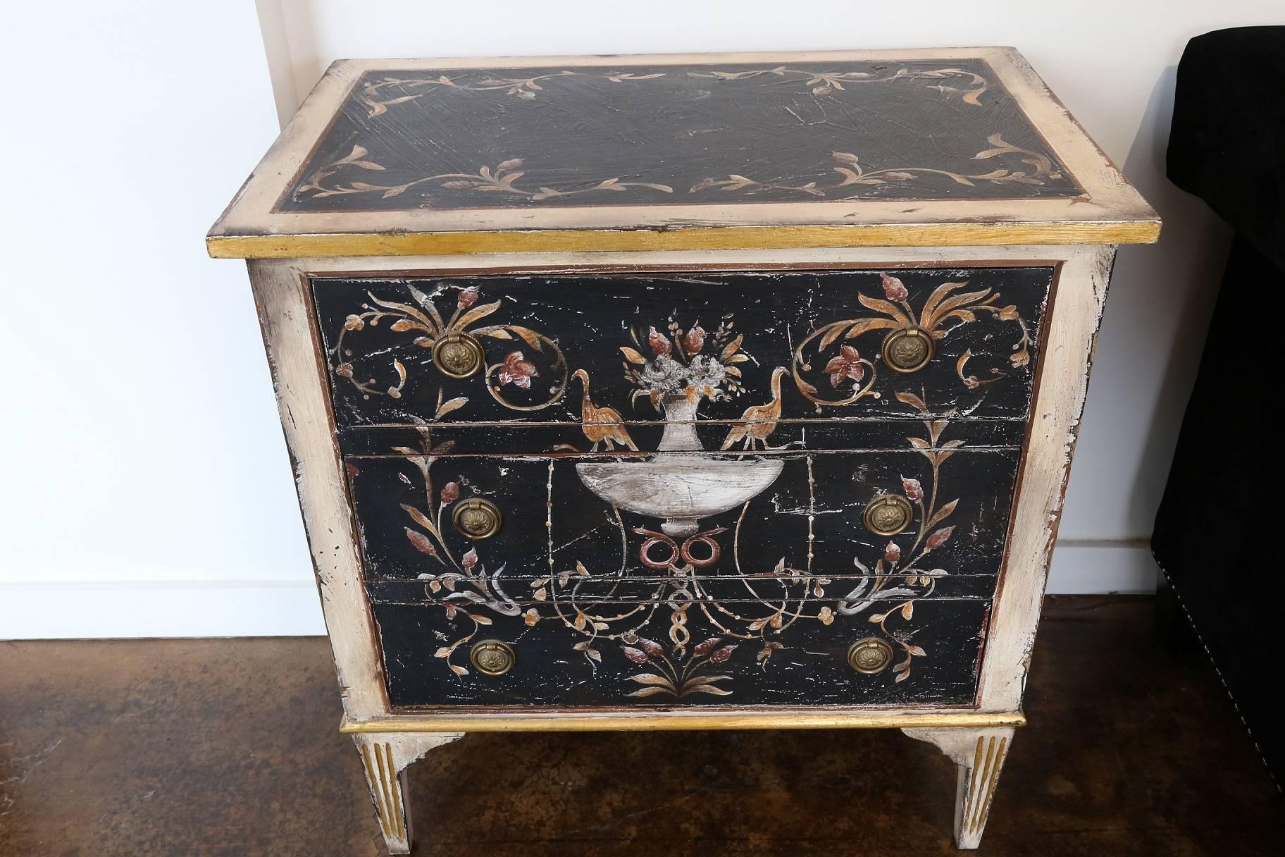 Italian Hand-Painted Nightstand For Sale