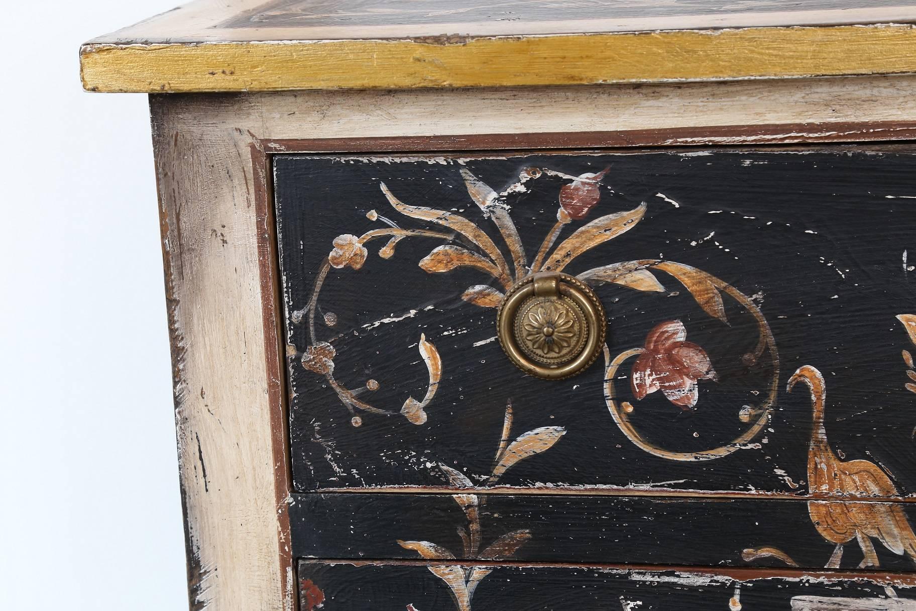 Brass Hand-Painted Nightstand For Sale