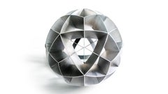 Contemporary Mexican Geometric Stainless Steel Trapezoidal Sphere Sculpture
