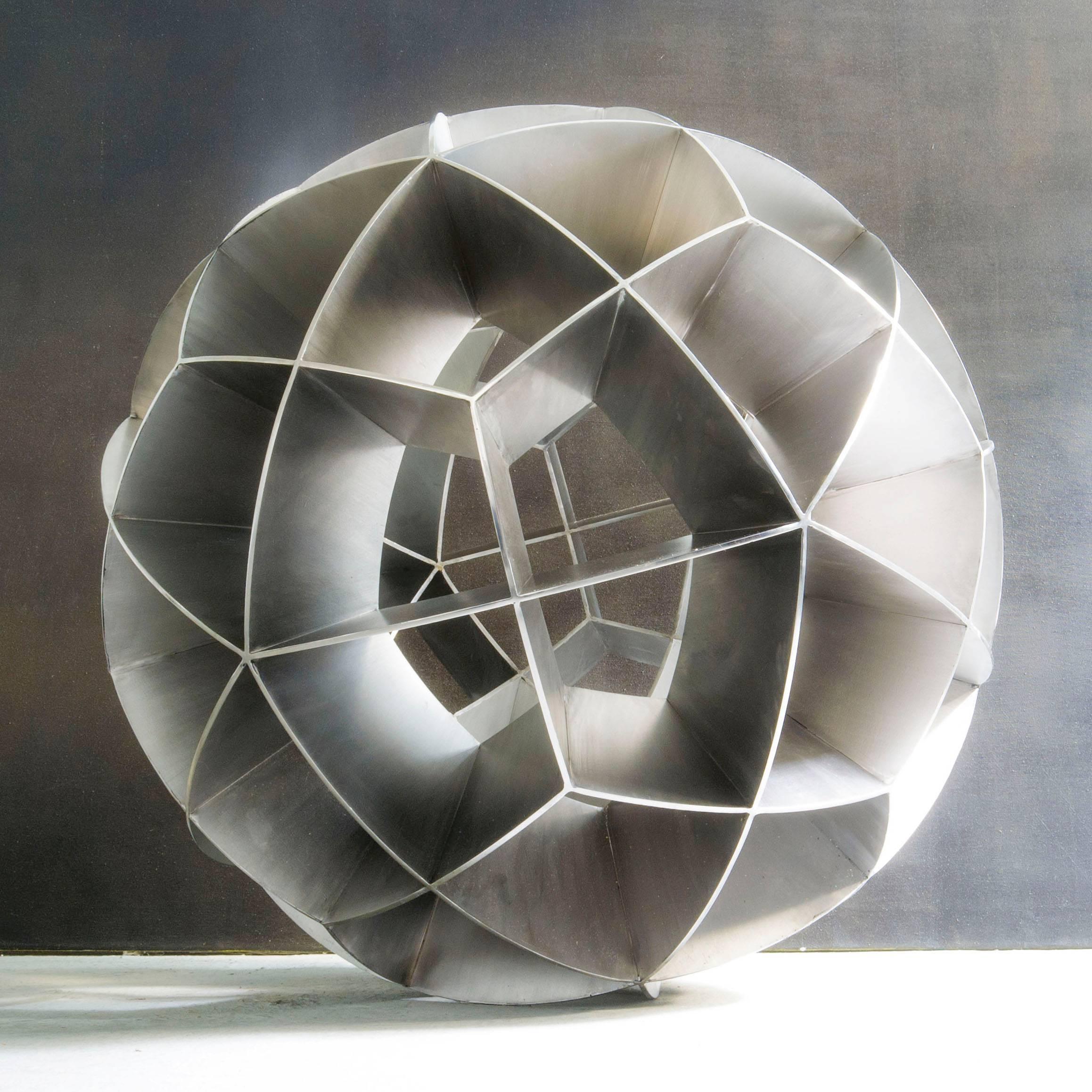Contemporary Mexican Geometric Stainless Steel Trapezoidal Sphere Sculpture In New Condition In Mexico City, CDMX