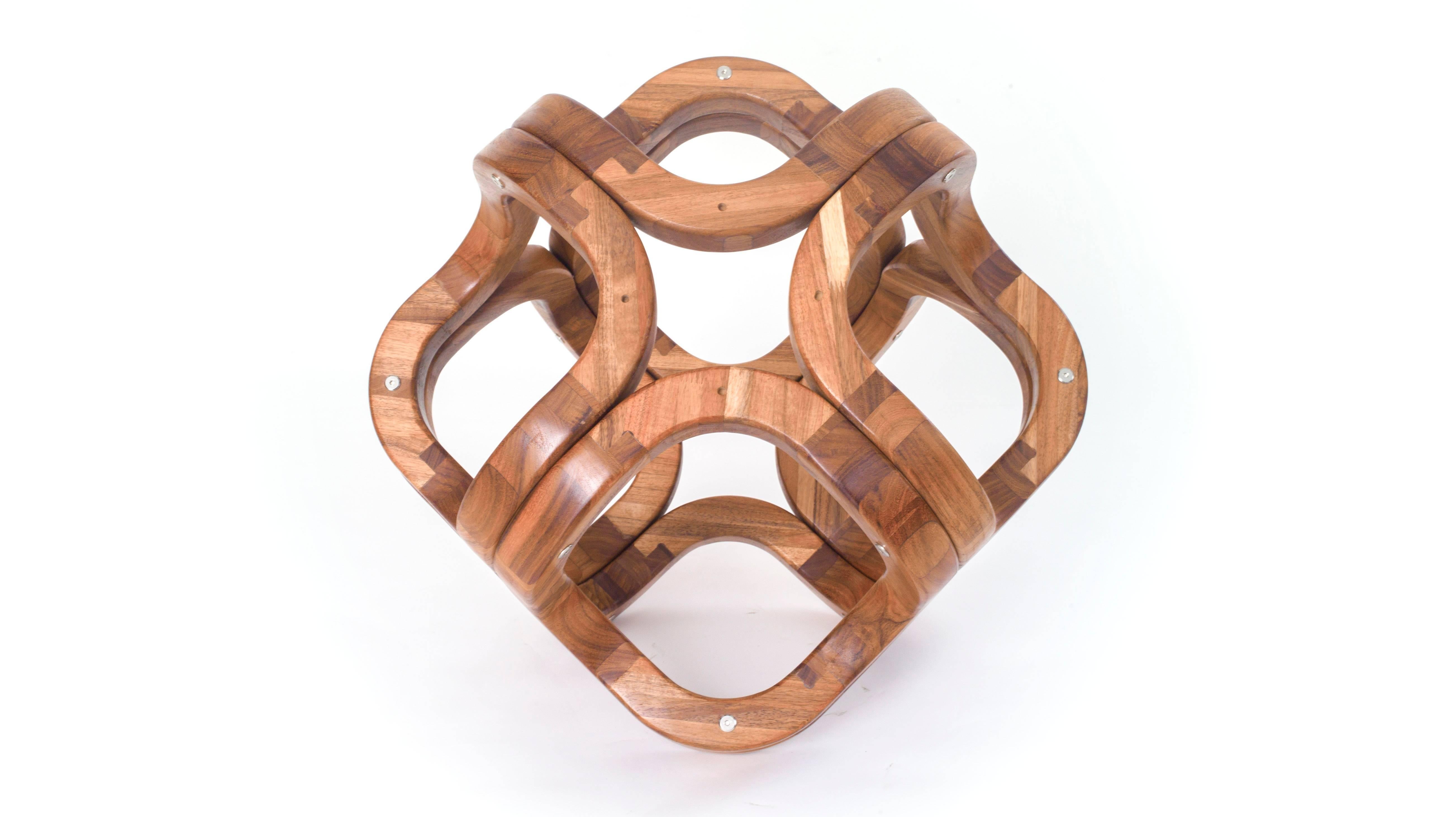 Contemporary Mexican Sculpture in Handcrafted Tzalam Wood Geometric Octahedron  3