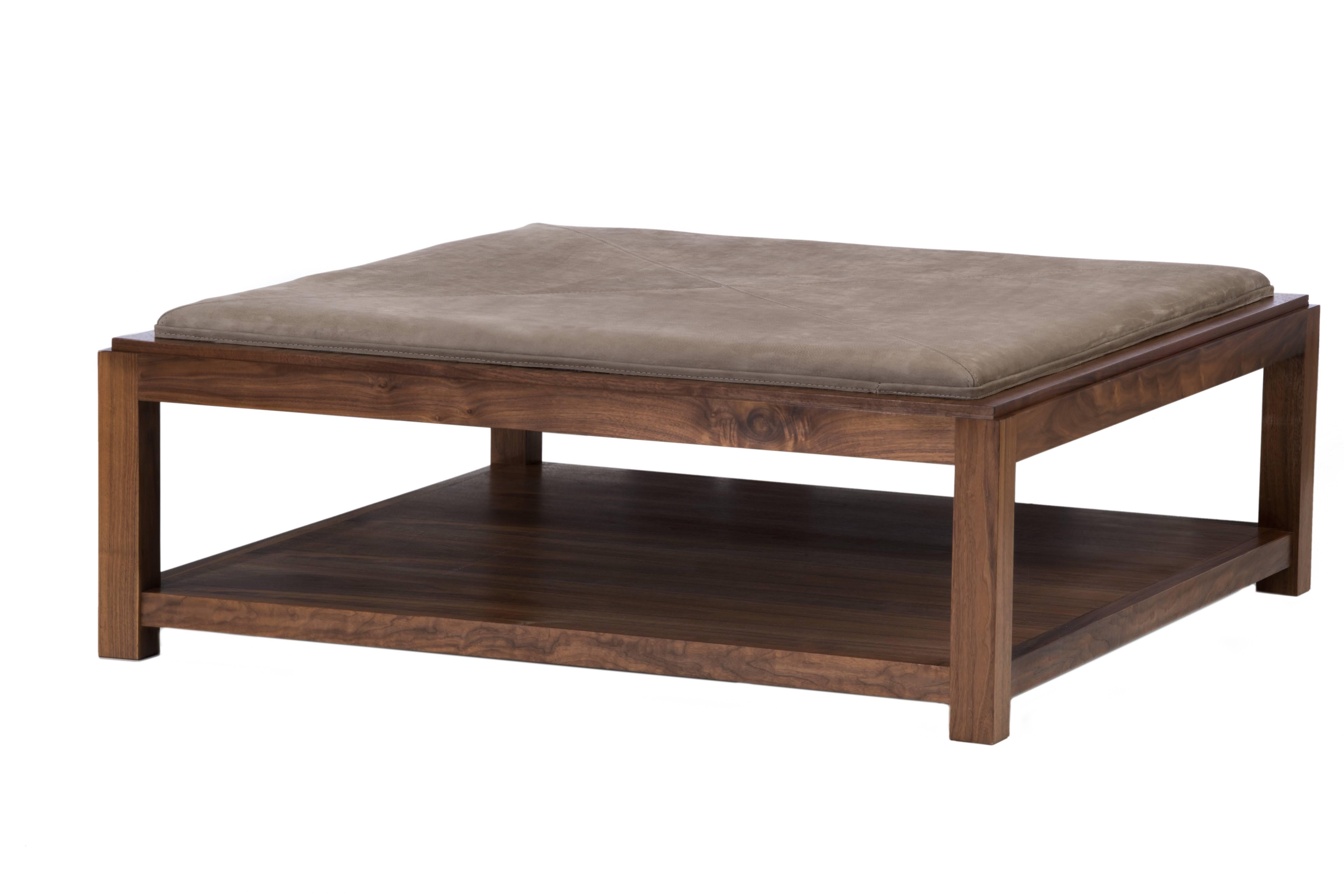 Designed by Ashley Yeates, the Landon coffee table is handmade in the United States. The ideal piece for indecisive minds wanting function and comfort without sacrificing style. Landon Ottoman offers versatility with a North American Walnut top that