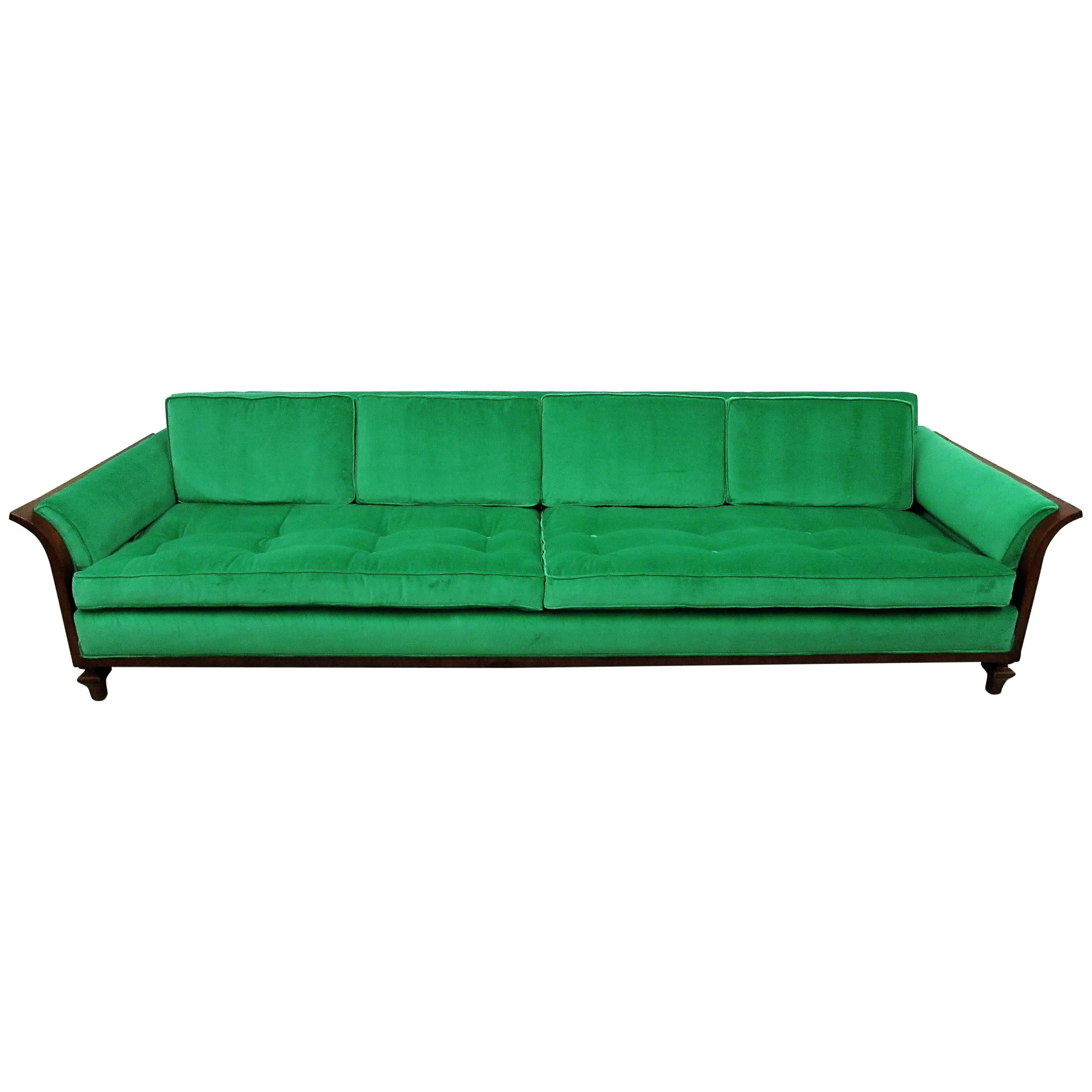 Tomlinson Walnut Sofa- Mid Century with New Upholstery For Sale