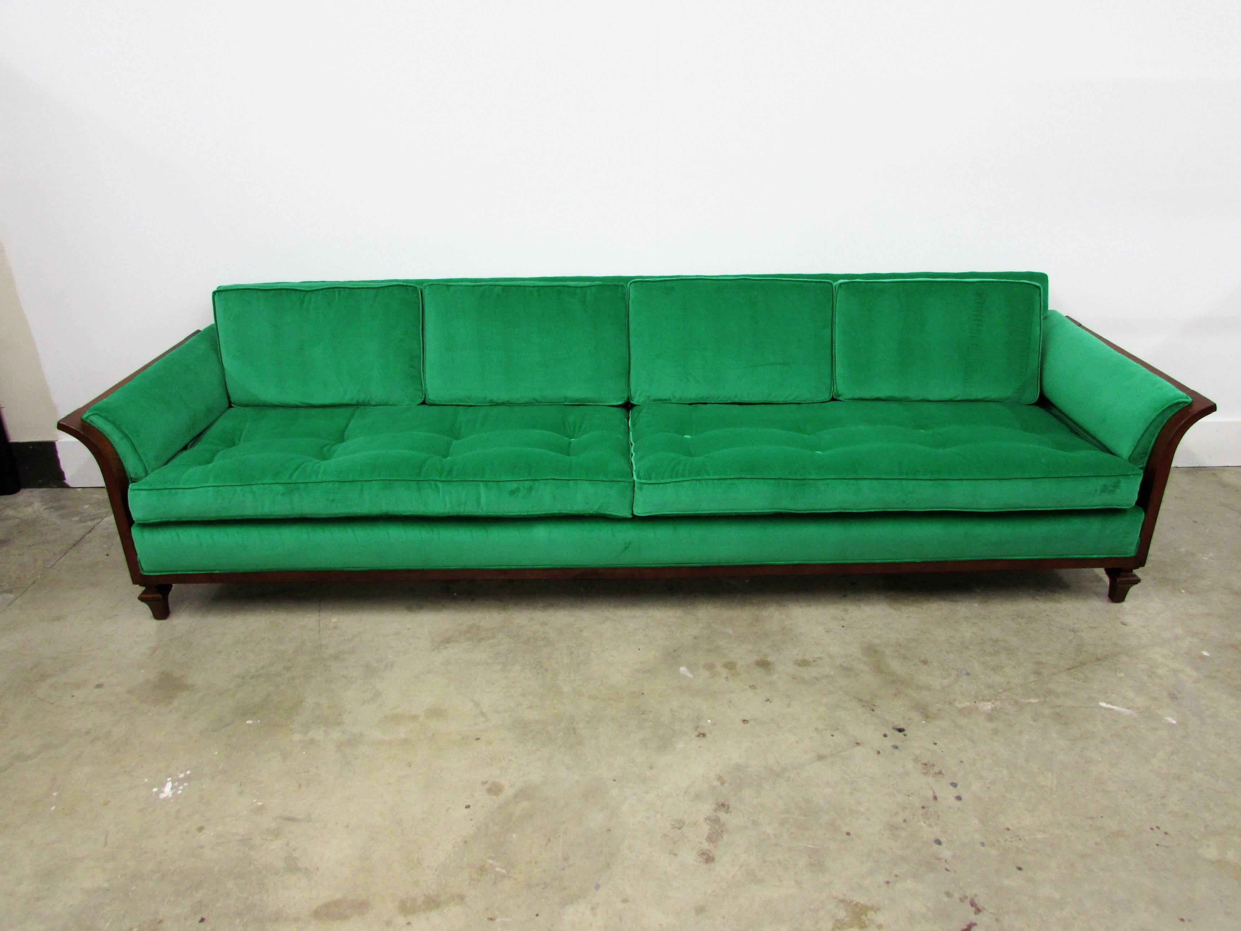 Mid-Century Modern Tomlinson Walnut Sofa- Mid Century with New Upholstery For Sale