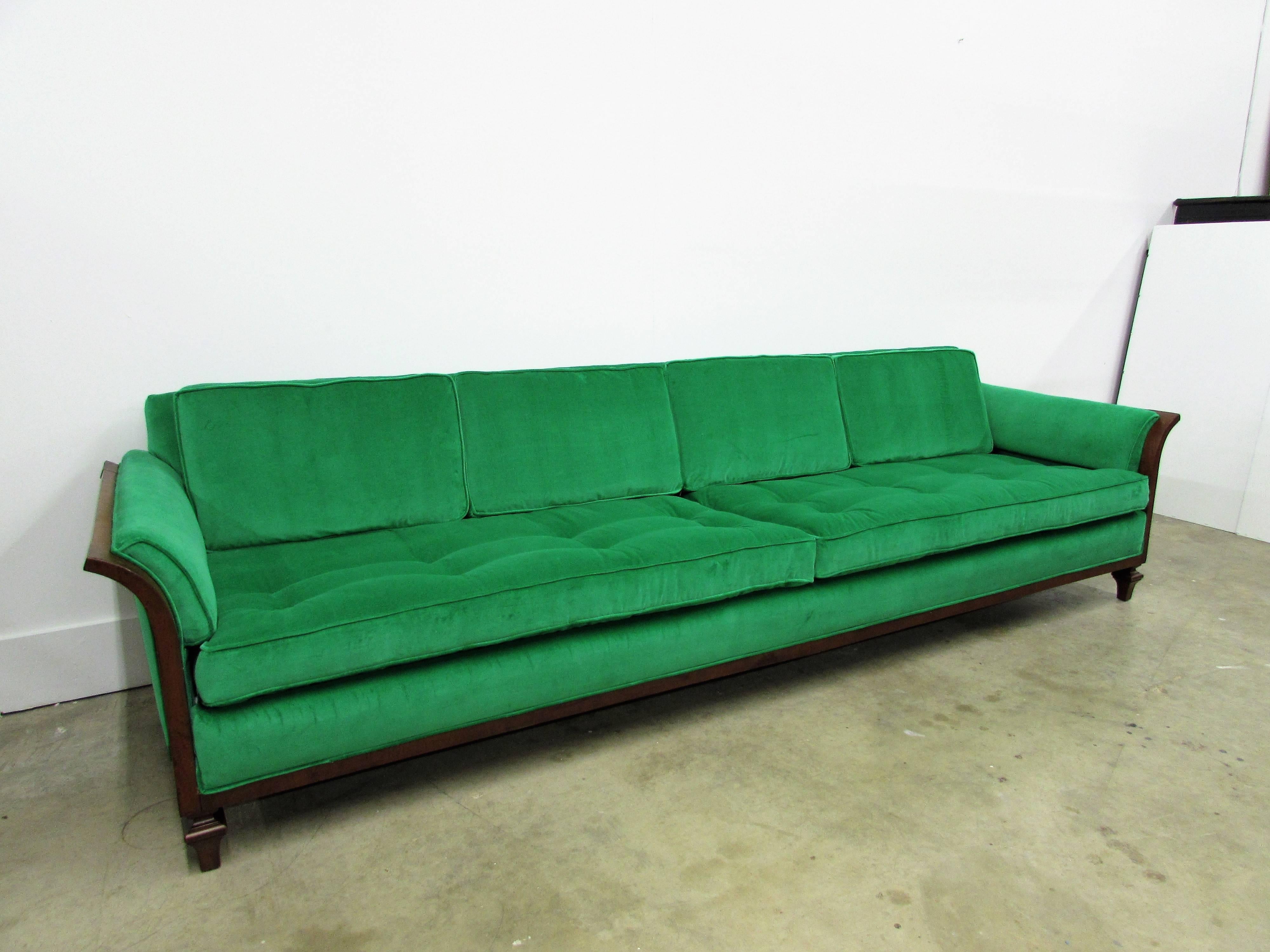 American Tomlinson Walnut Sofa- Mid Century with New Upholstery For Sale