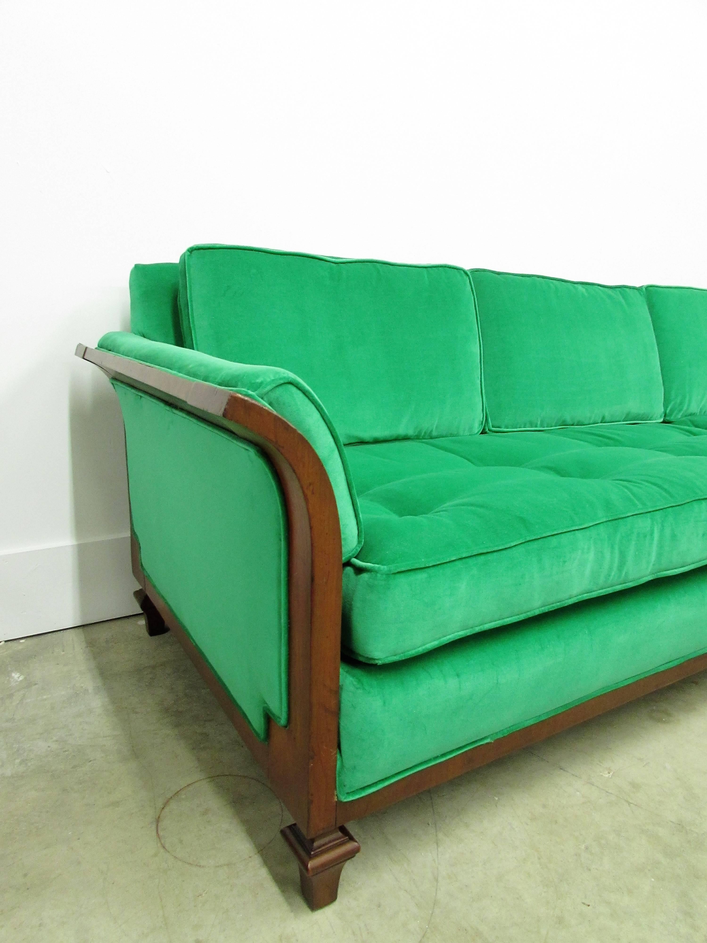 20th Century Tomlinson Walnut Sofa- Mid Century with New Upholstery For Sale