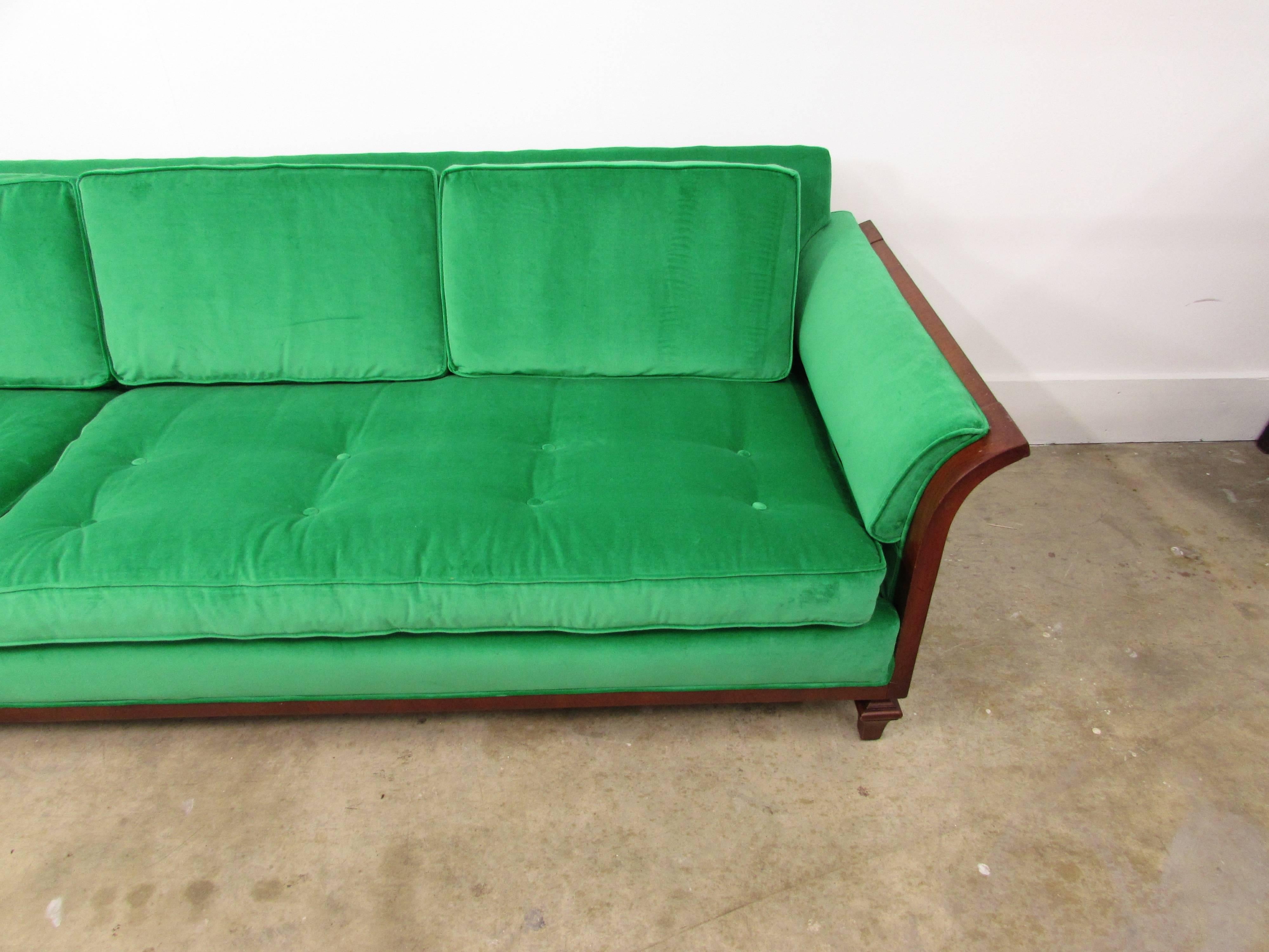 Tomlinson Walnut Sofa- Mid Century with New Upholstery For Sale 2