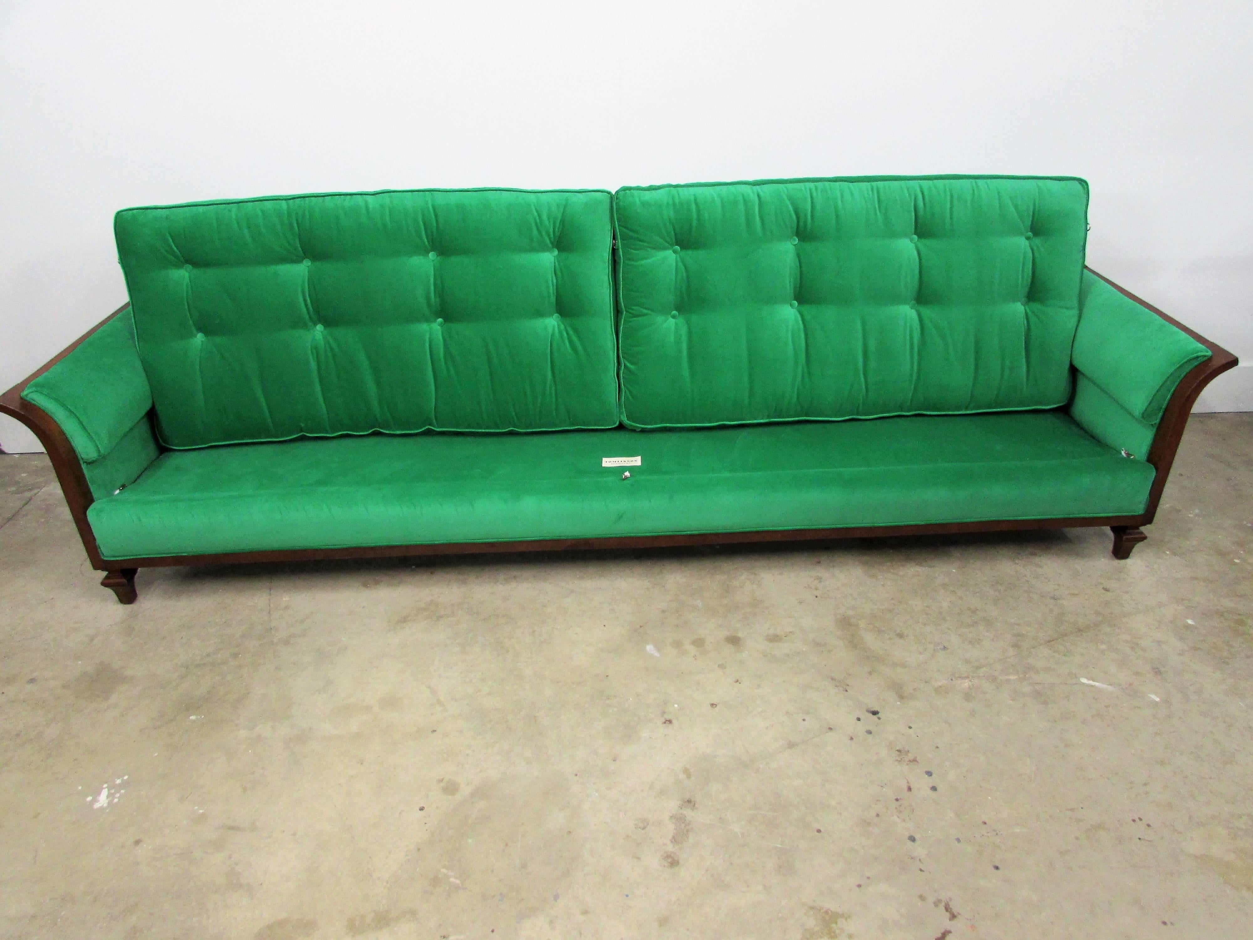 Tomlinson Walnut Sofa- Mid Century with New Upholstery For Sale 4