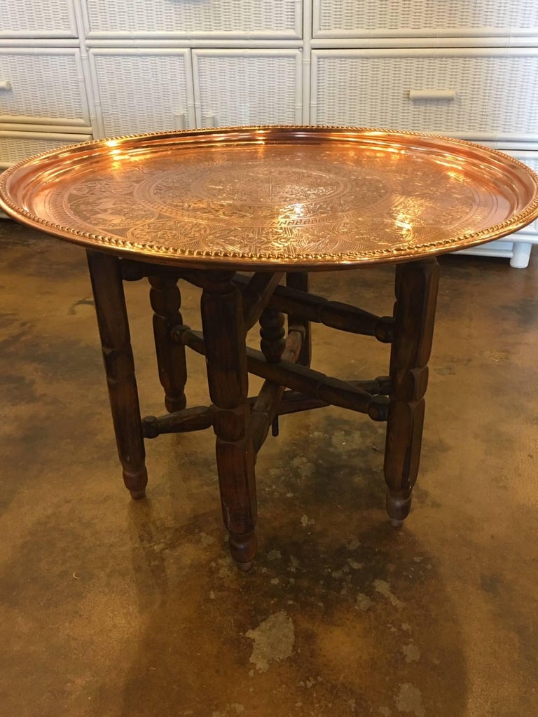 Boho Copper Tray Table For Sale at 1stdibs