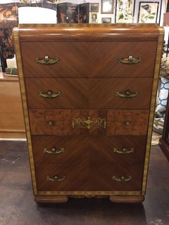 Burled and Inlaid Deco Style Chest of Drawers