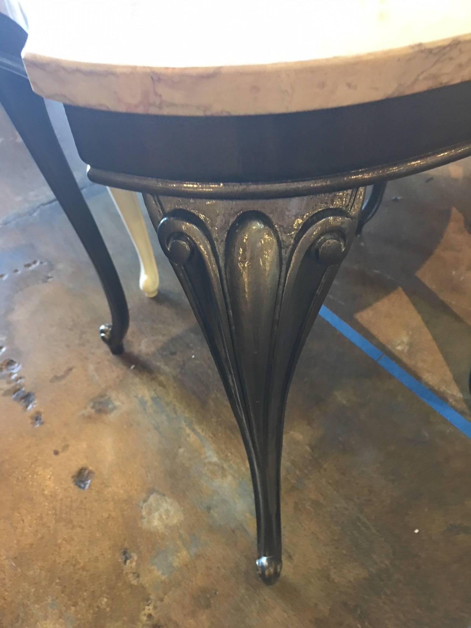 Mid-20th Century Marble and Metal Art Deco Style Side Tables 
