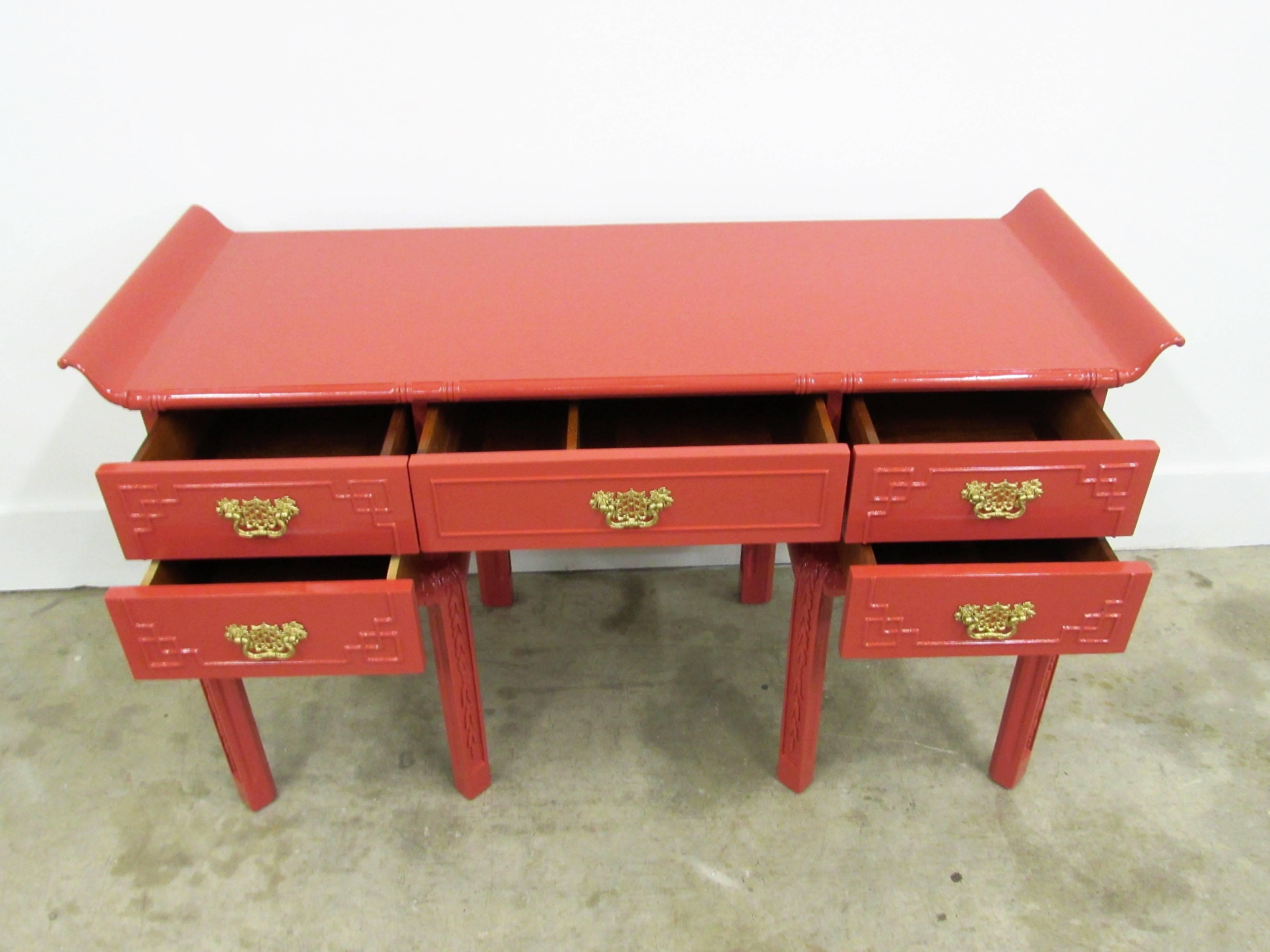 American Chinoiserie Pagoda Desk or Console