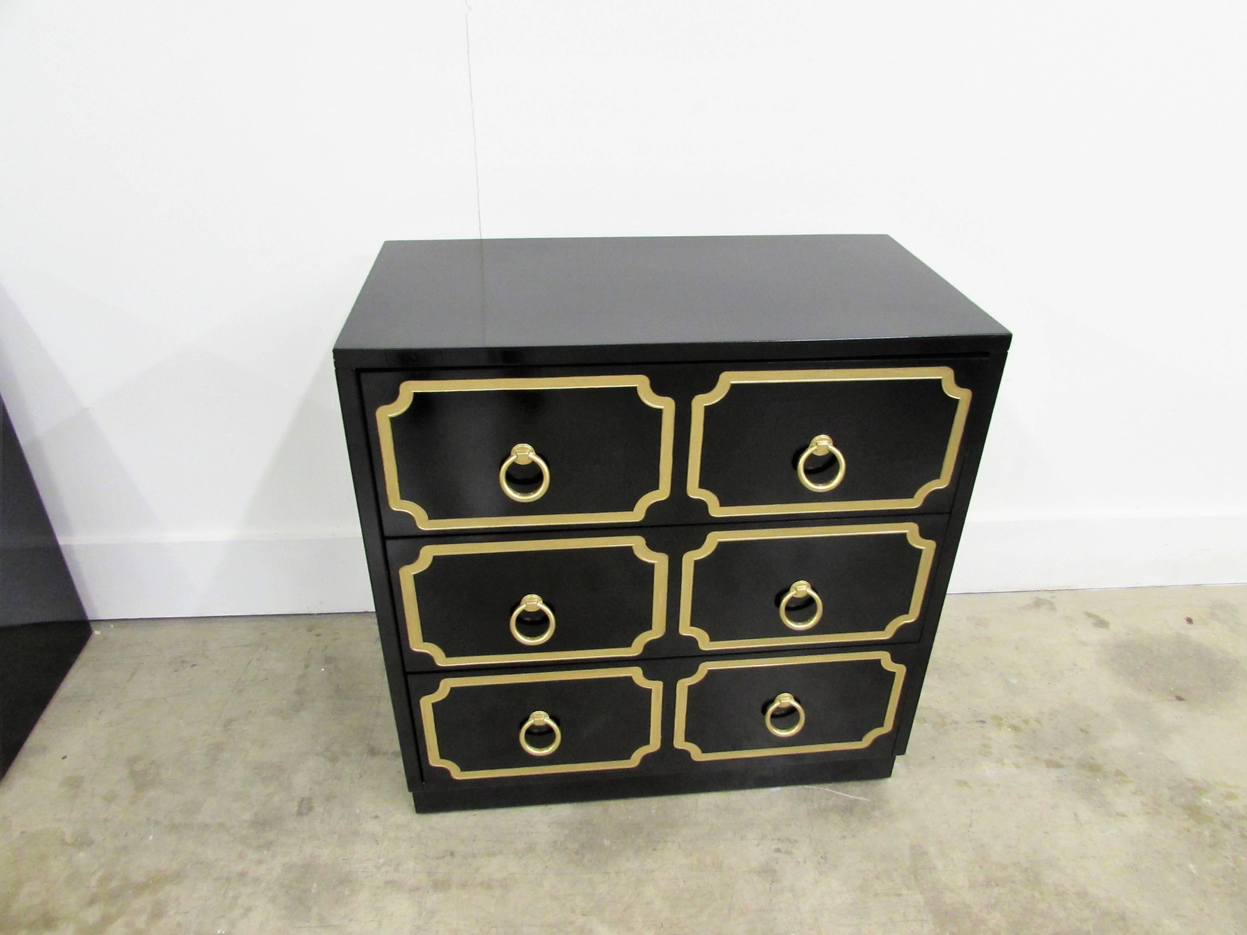 20th Century Dorothy Draper España Inspired Black Lacquered Chest 