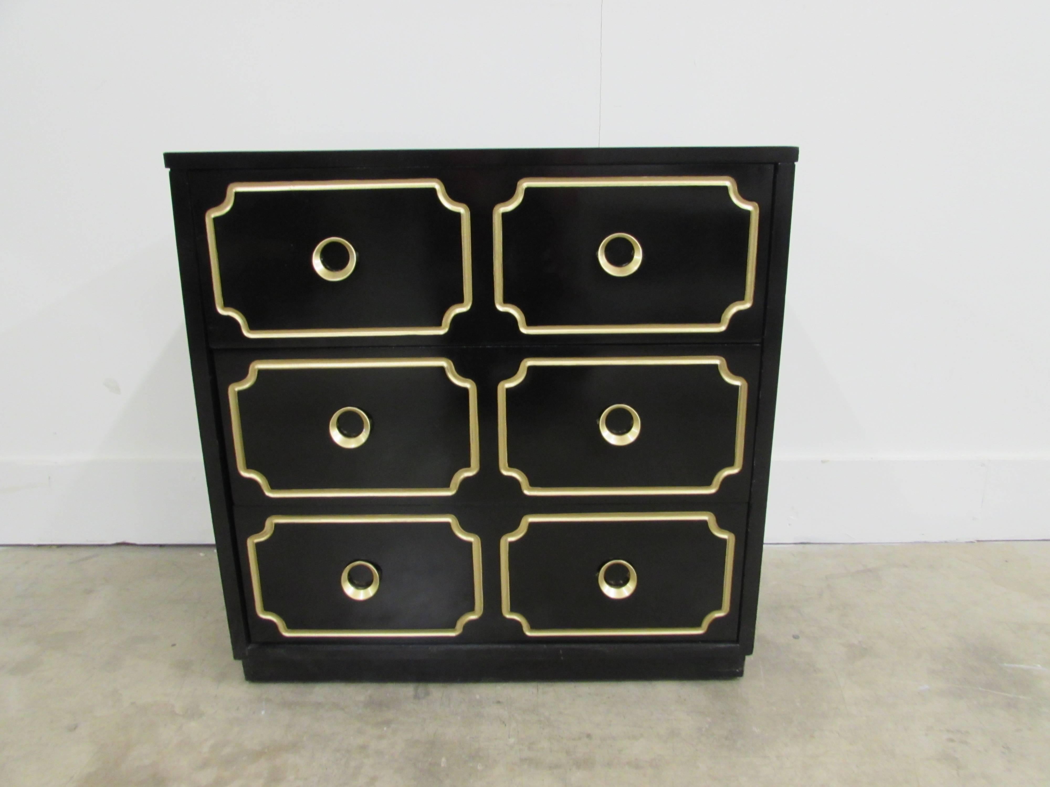 Dorothy Draper España inspired black lacquered chest.