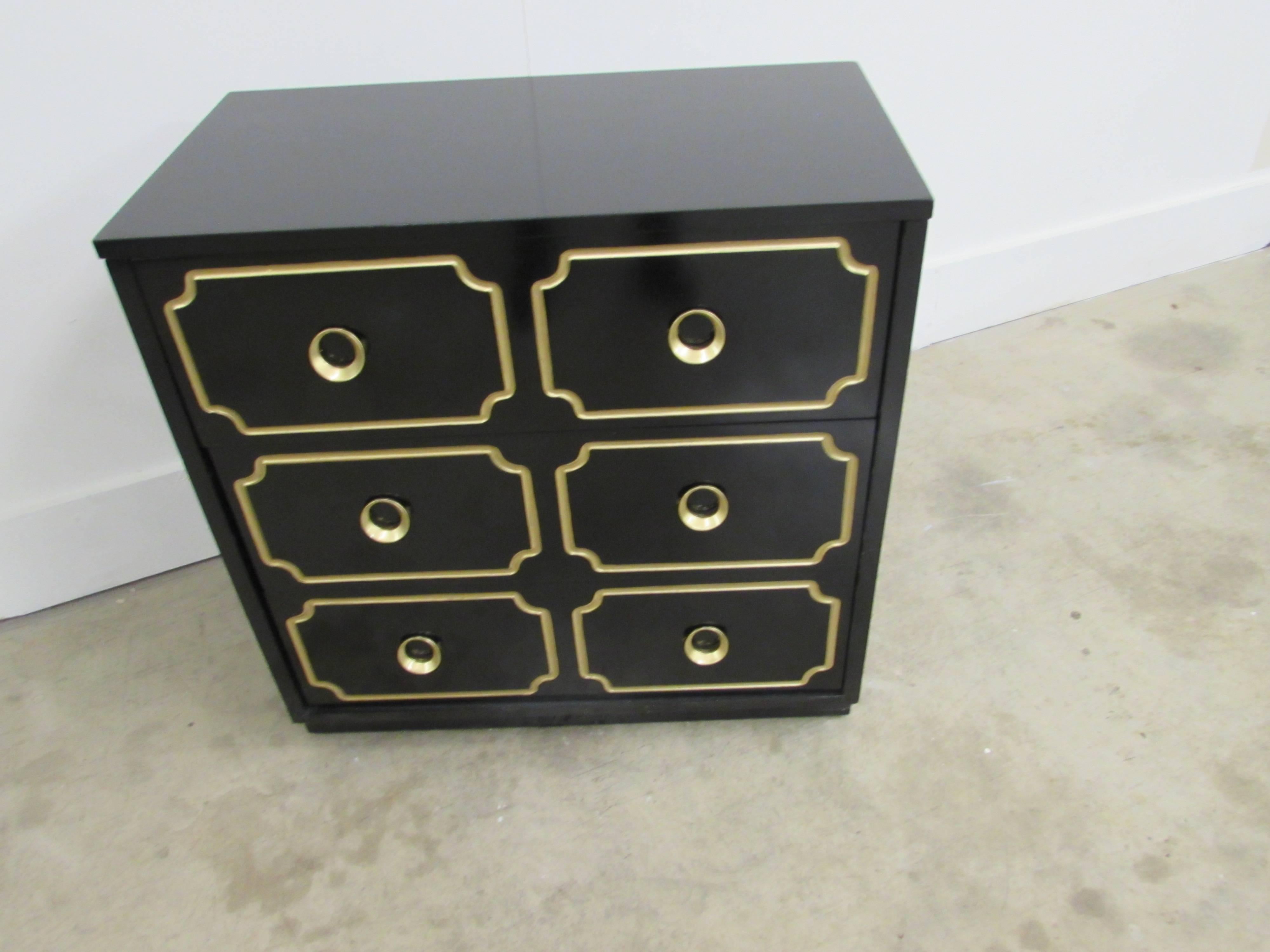 20th Century Dorothy Draper España Inspired Black Lacquered Chest