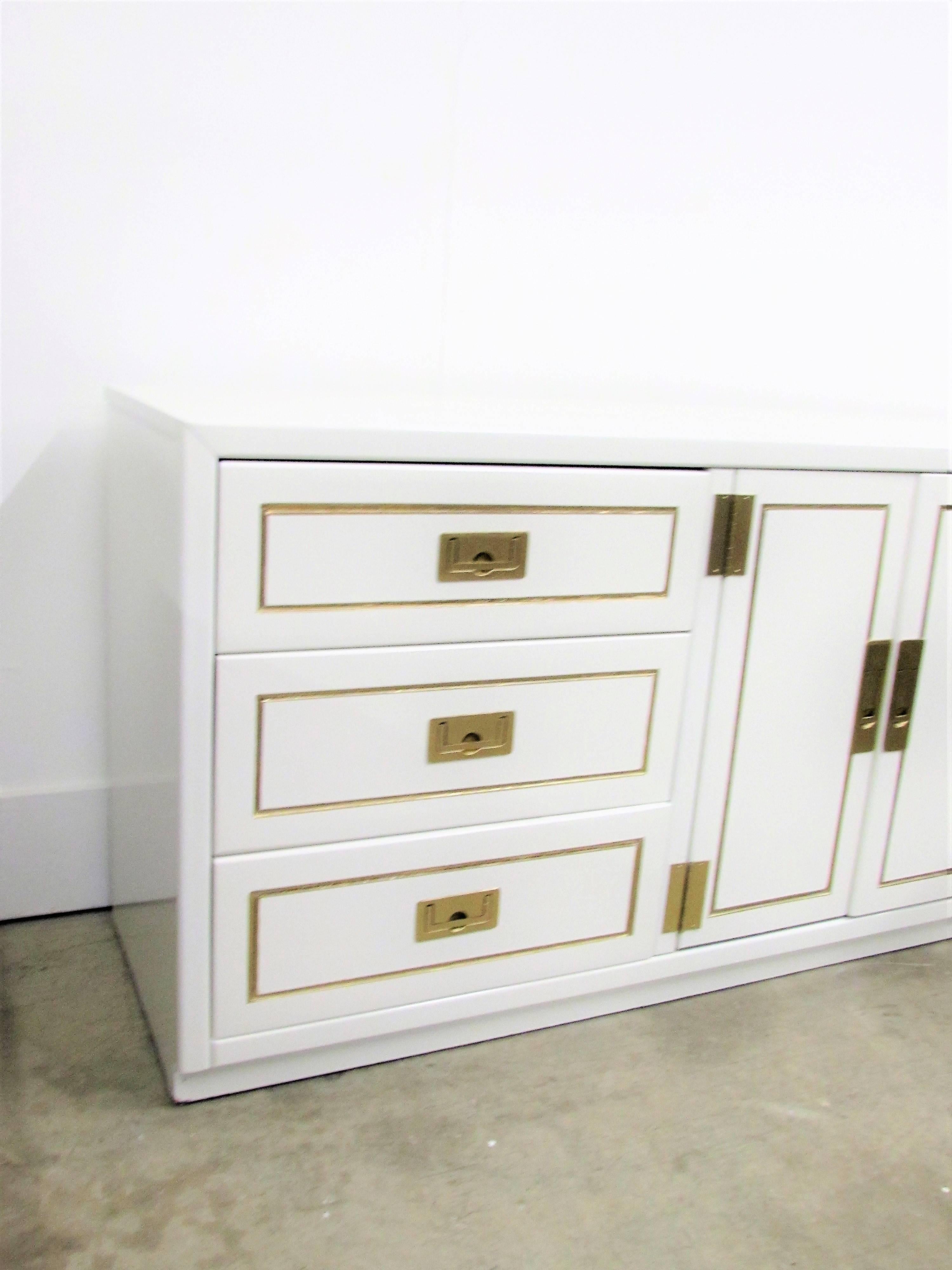 20th Century Nine-Drawer Lacquered Campaign Credenza