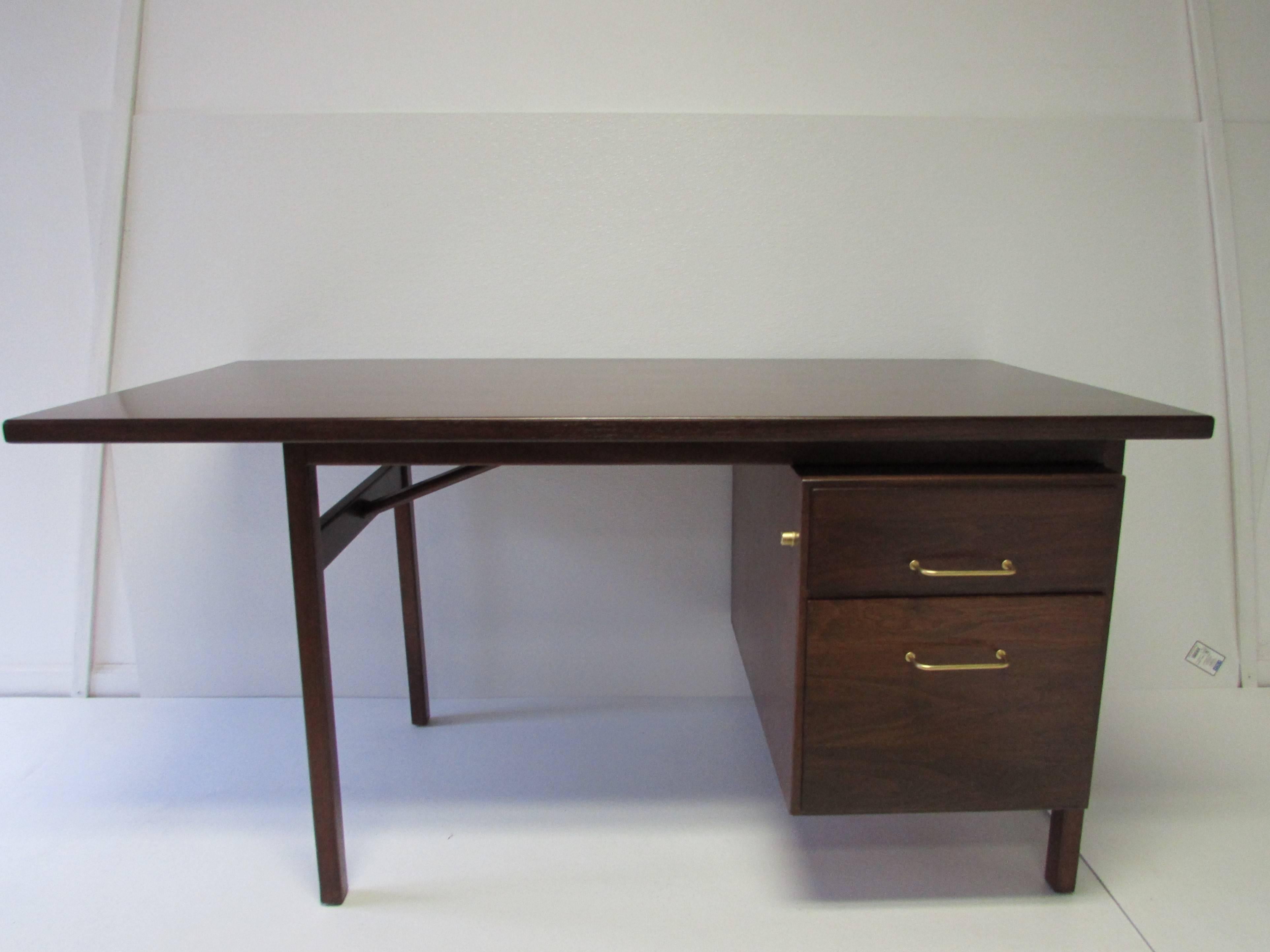 Walnut Executive Desk Attributed to Jens Risom For Sale