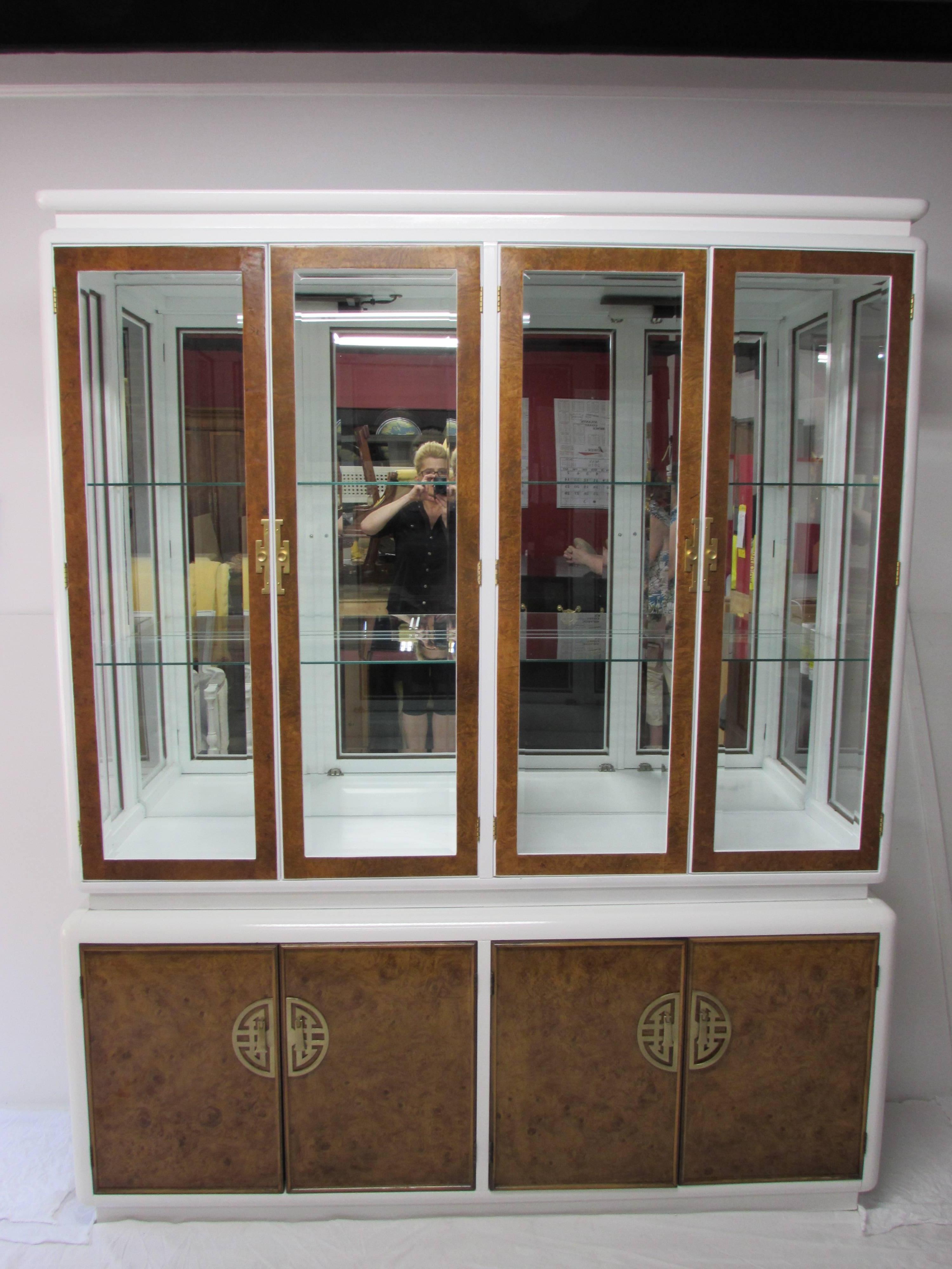 Century Burl-Wood & Lacquered Armoire In Excellent Condition For Sale In Raleigh, NC