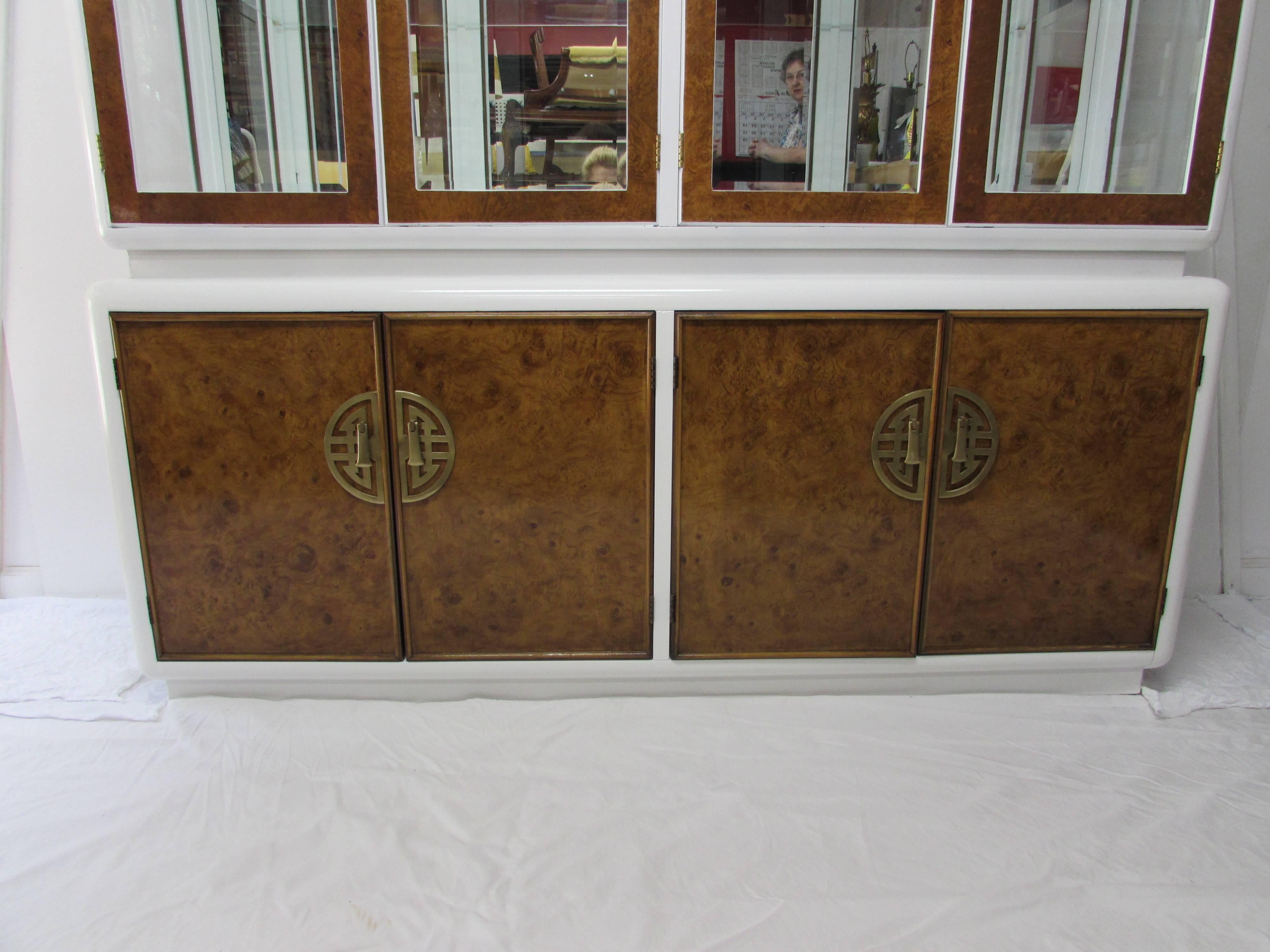 American Century Burl-Wood & Lacquered Armoire For Sale