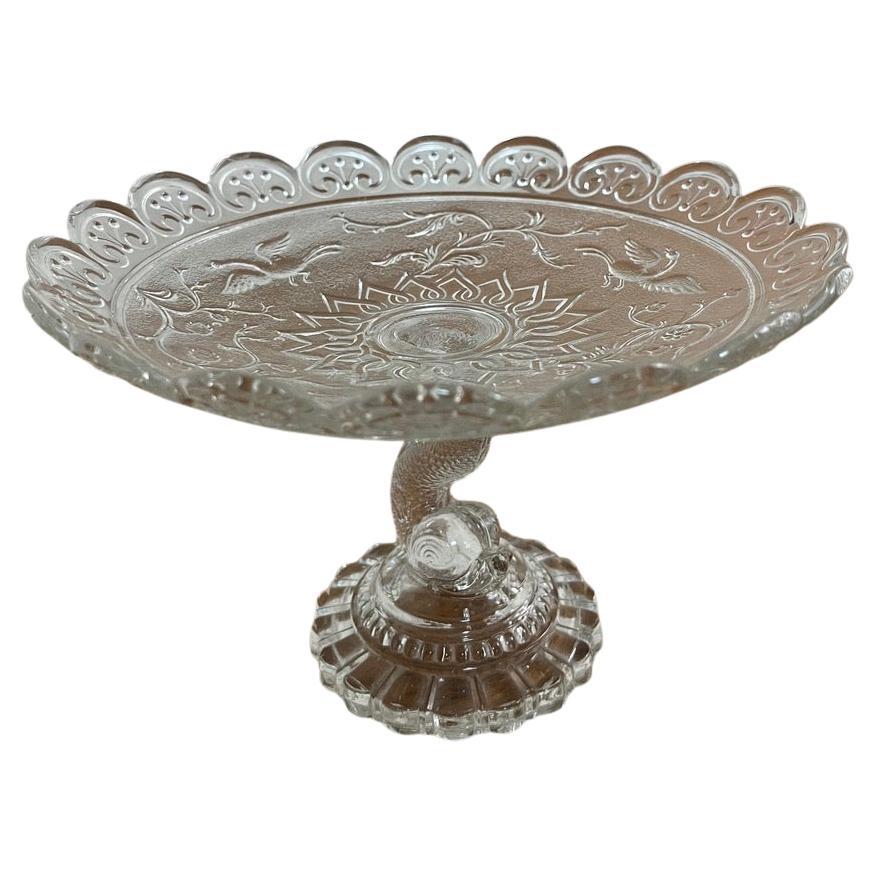 Plato de cristal para servir estilo Baccarat francés de principios del siglo XX, 1900