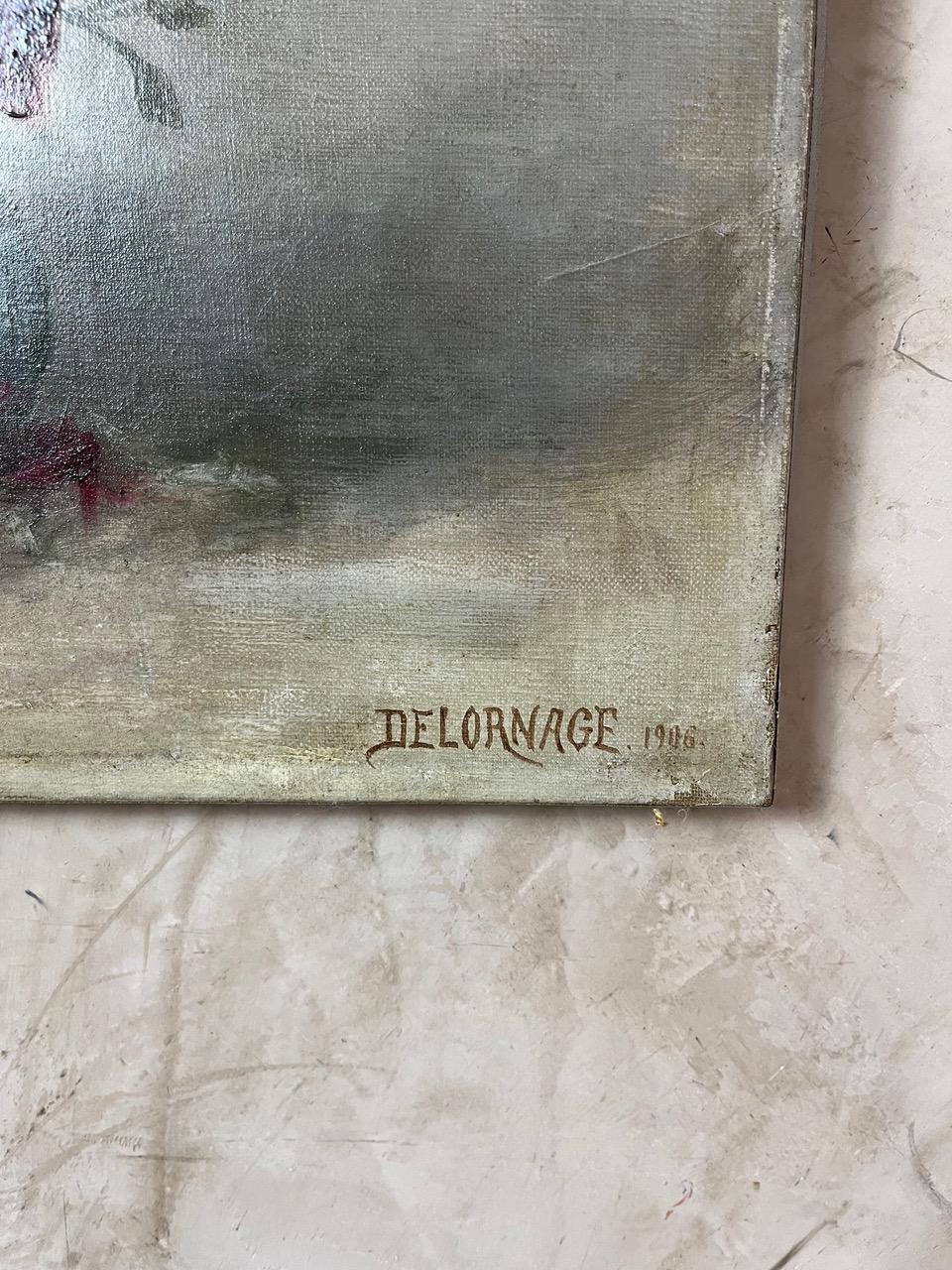Frühes 20. Jahrhundert Französisch Öl auf Leinwand Signiert Delornage, 1906s im Angebot 4