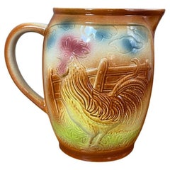 Mid-century French Saint clément Barbotine Pitcher, 1950s