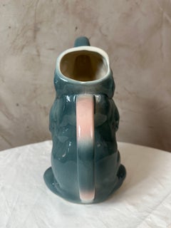 Glazed Majolica Elephant Pitcher by Saint-Clément, France, 1930s
