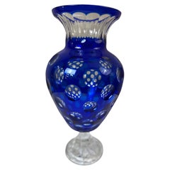 20th century Bohemian Blue Crystal Style Vase, 1950s