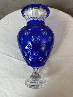 20th century Bohemian Blue Crystal Style Vase, 1950s
