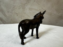 1950s French Bronze Donkey Sculpture with Dark Patina