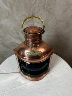 Early 20th Century Copper and Brass Starboard Ship Navigation Lantern, 1900s