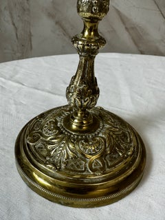 Pair of French Brass Candlesticks with Ornate Decoration, circa 1920s