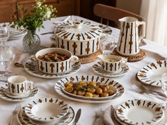 French Art Deco Badonviller Earthenware Dinner Service, 59 Pieces, circa 1930