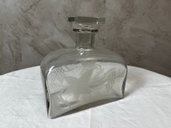 20th century French Glass Decanter with Grape and Vine Leaf, 1940s