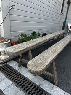 Early 20th century French Pair of Oak Benches, 1920s