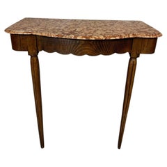 20th century French Art Deco Walnut and Marbre Console Table, 1930S