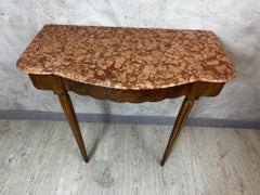20th century French Art Deco Walnut and Marbre Console Table, 1930S