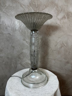Large 1950s Murano Glass Table Lamp with Tulip-Shaped Shade
