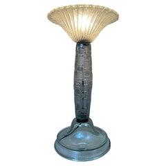Large 1950s Murano Glass Table Lamp with Tulip-Shaped Shade