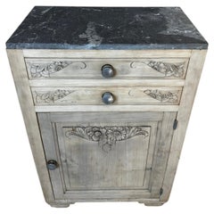 20 th century French Art Deco Sandblasted Fir Cabinet with Grey Marble Top