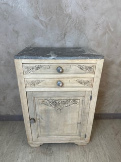 20 th century French Art Deco Sandblasted Fir Cabinet with Grey Marble Top