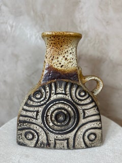 Mid-Century German Ceramic Pitcher with Geometric Relief Decoration
