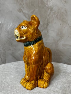 Late 19th century French Dreyfus Faiencerie Dog Pitcher, 1890s