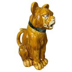 Late 19th century French Dreyfus Faiencerie Dog Pitcher, 1890s